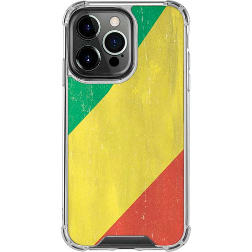Republic of the Congo Flag Distressed iPhone 16 Pro Clear Case